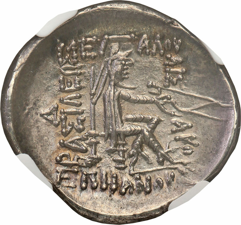 Antyk. Partia. Mitrydates II 121-91 p.n.e. AR Drachma NGC Ch AU